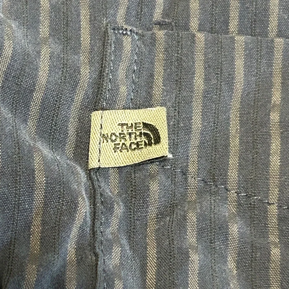 The North Face Mens Navy Blue Textured Stripe Modal Blend Button Down Shirt XL